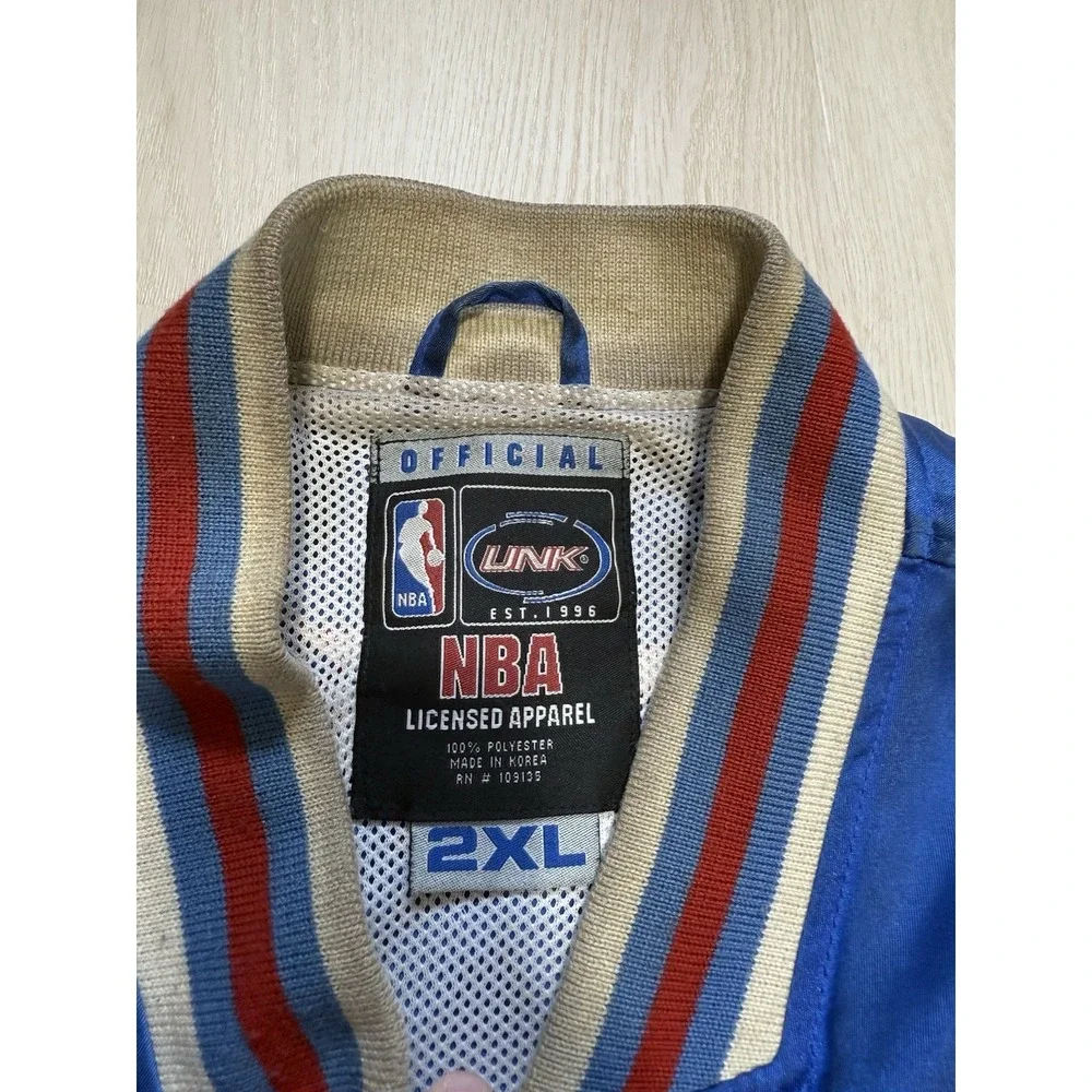 Philadelphia 76ers NBA Satin Button Up Jacket Coat UNK Men's Size 2XL Blue Snap